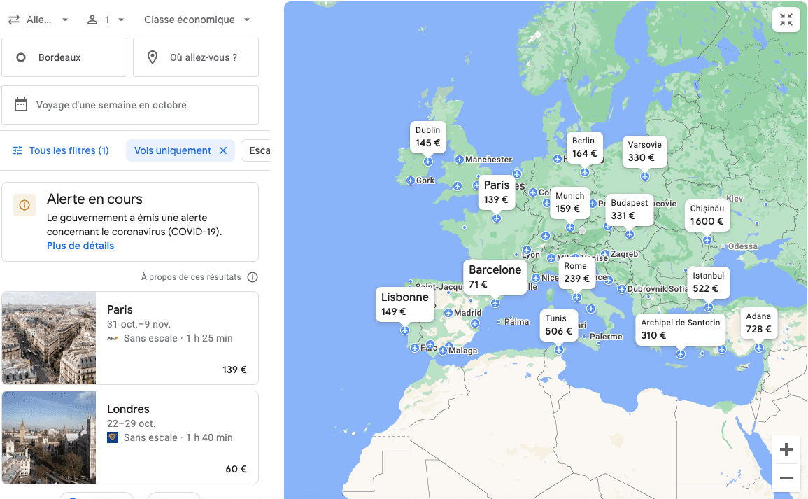 Google Flights – Le plus rapide et intuitif