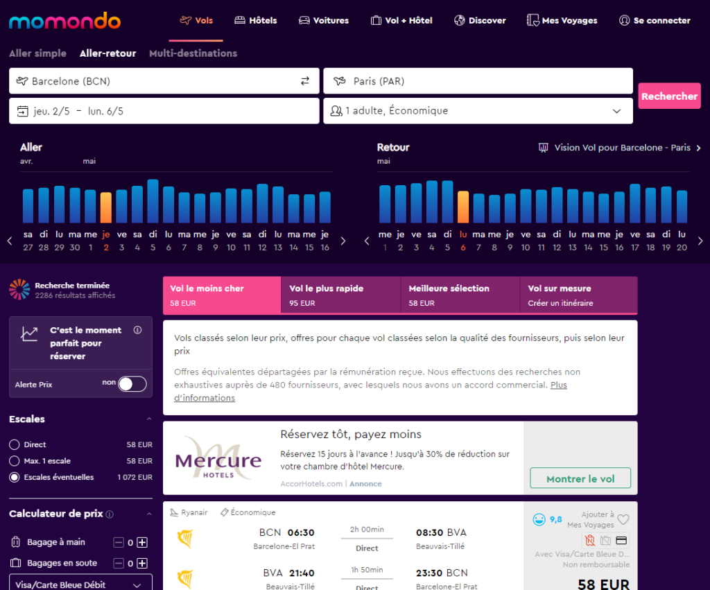 Momondo – Le comparateur de vol le plus visuel