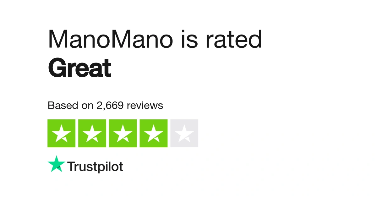 ManoMano has a Trustpilot rating of 4 stars based on 2,669 customer reviews, labeled as Great.