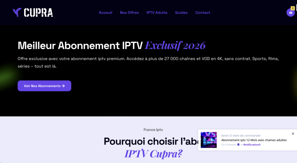 IPTV Cupra - Innovation et qualit&eacute; 4K