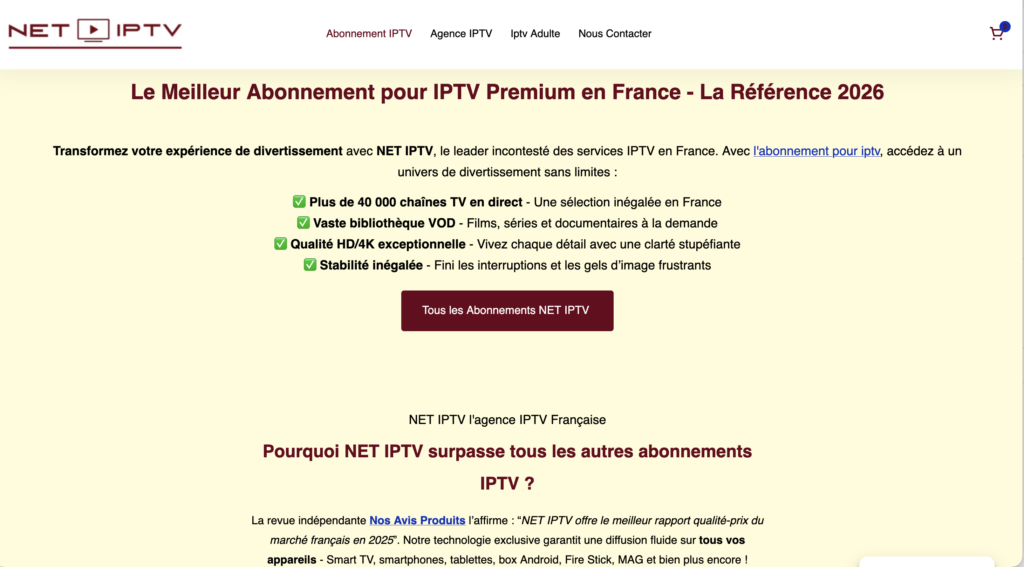 Net IPTV - Excellence et stabilit&eacute; garanties